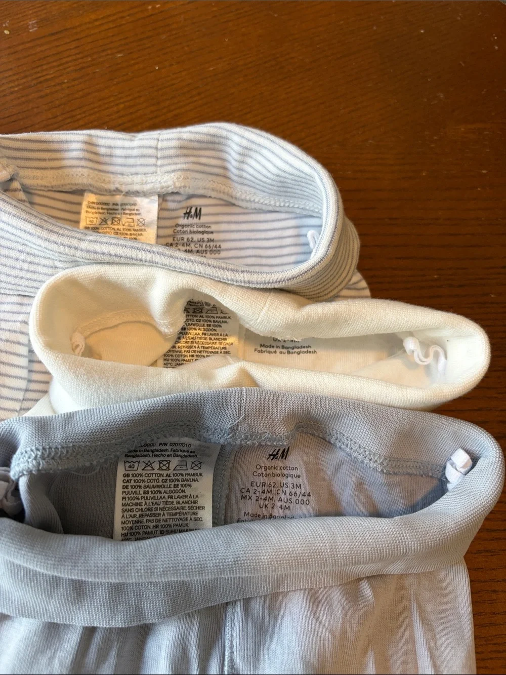 H&M organic cotton light dusty blue striped Bodysuits & Pants Set